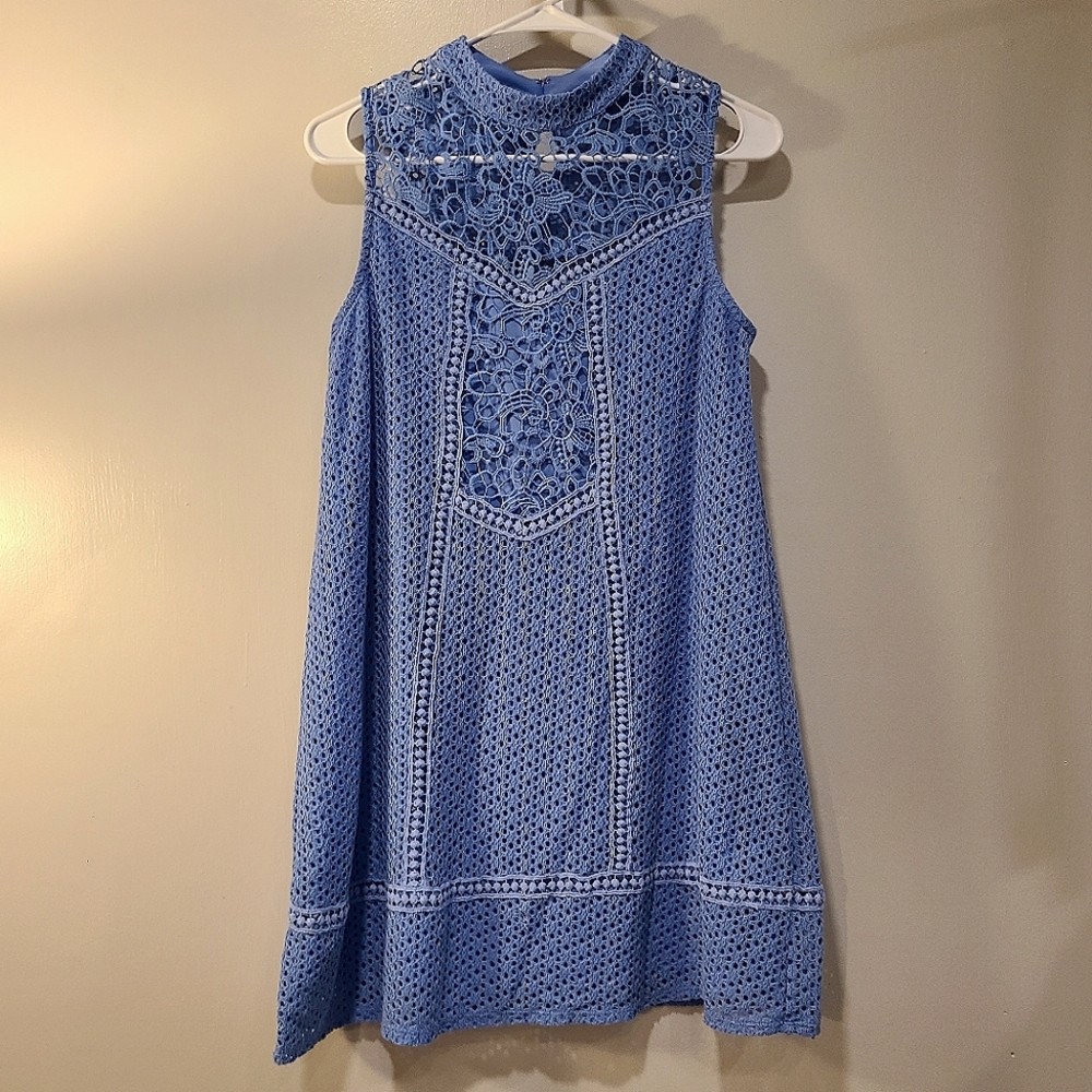 Jodi Kristopher Blue lace mini dress